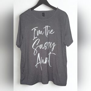 Charcoal Tee with Sassy Aunt Print